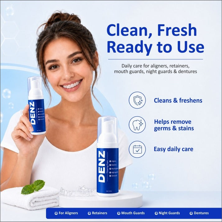 DENZ Cleaning Foam | Daily Cleaner for Aligners, Retainers & Dentures