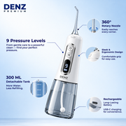 DENZ Premium Cordless Water Flosser, 300 ml Tank