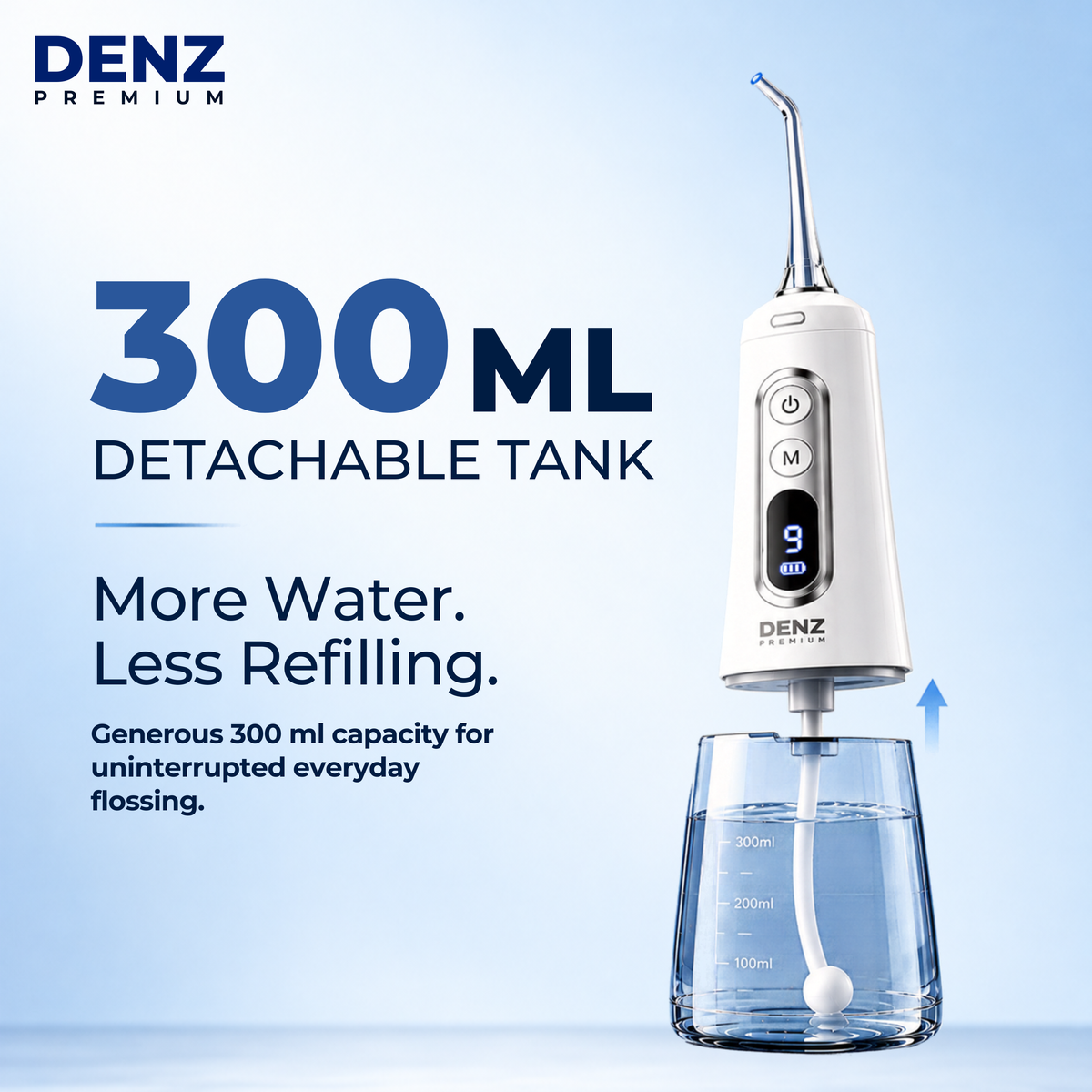 DENZ Premium Cordless Water Flosser, 300 ml Tank