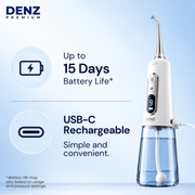 DENZ Premium Cordless Water Flosser, 300 ml Tank