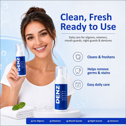 DENZ Cleaning Foam | Daily Cleaner for Aligners, Retainers & Dentures
