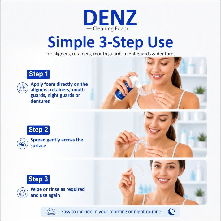 DENZ Cleaning Foam | Daily Cleaner for Aligners, Retainers & Dentures